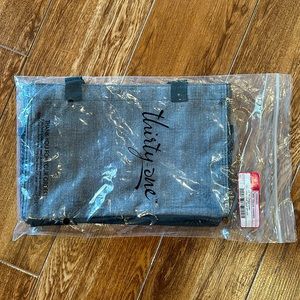 NWT Thirty-One All In Organizer Tote Charcoal Crosshatch black NEW IN PLASTIC